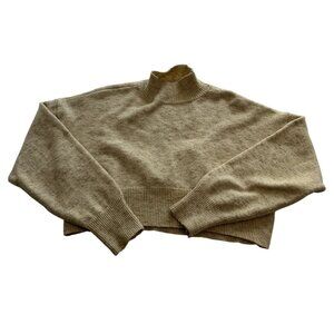 Because of Alice boa. Turtleneck Crop Sweater in Tan